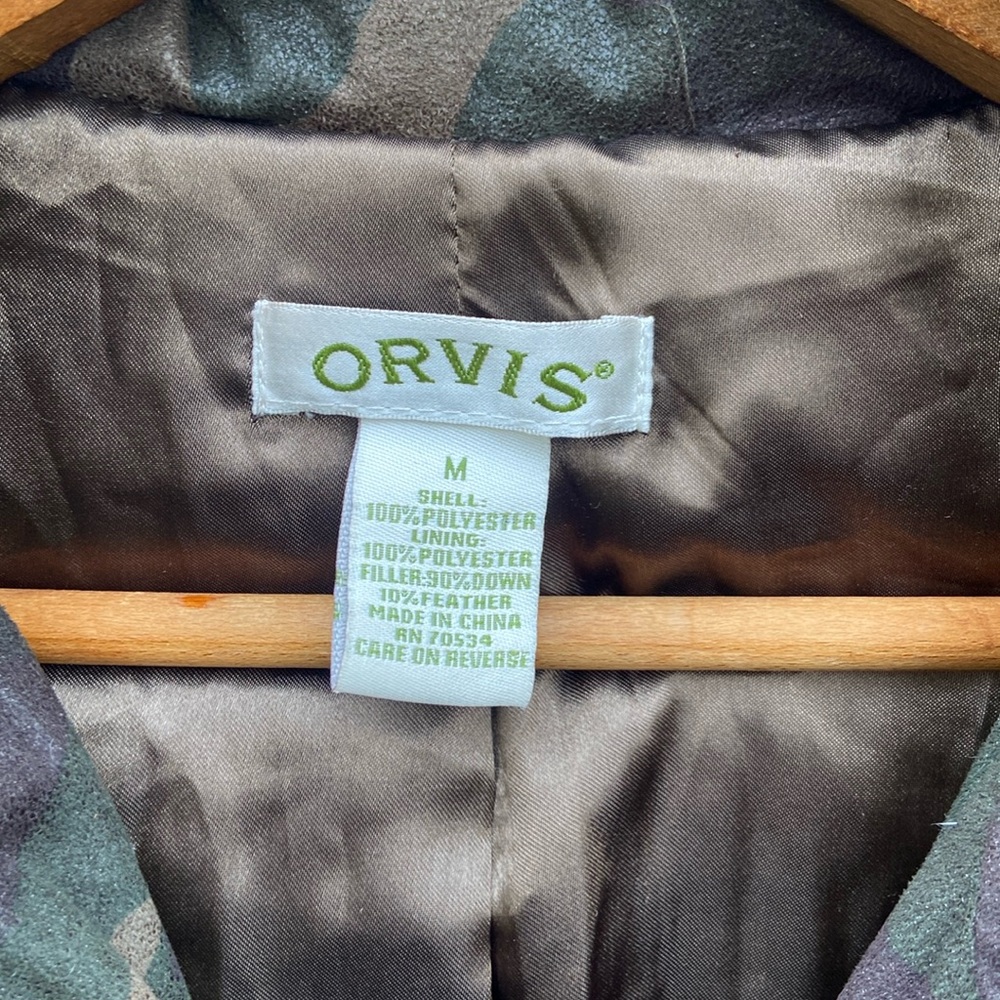 Orvis Down Jacket Camo Pattern Hooded Winter Puff… - image 5